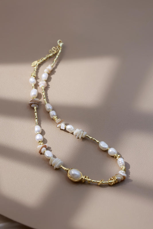 Organic Pearl & Raw Shell Fragments Choker