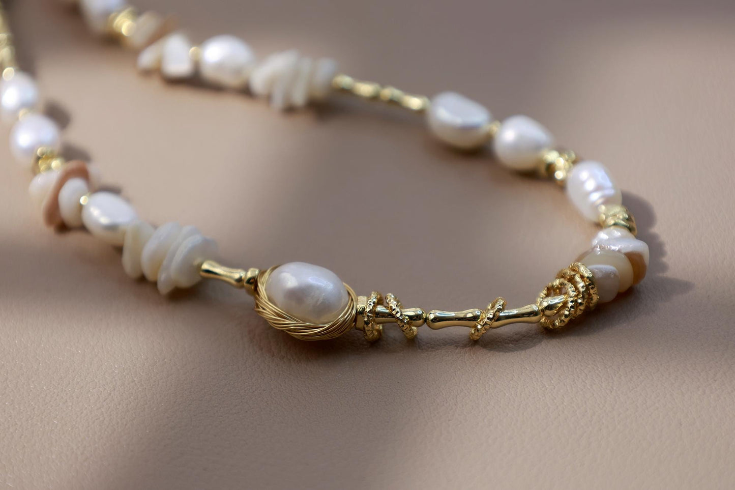 Organic Pearl & Raw Shell Fragments Choker