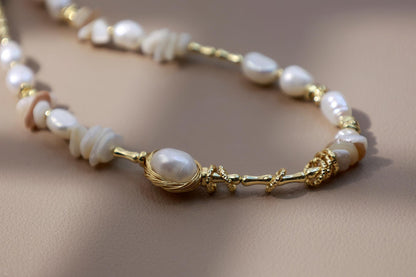 Organic Pearl & Raw Shell Fragments Choker