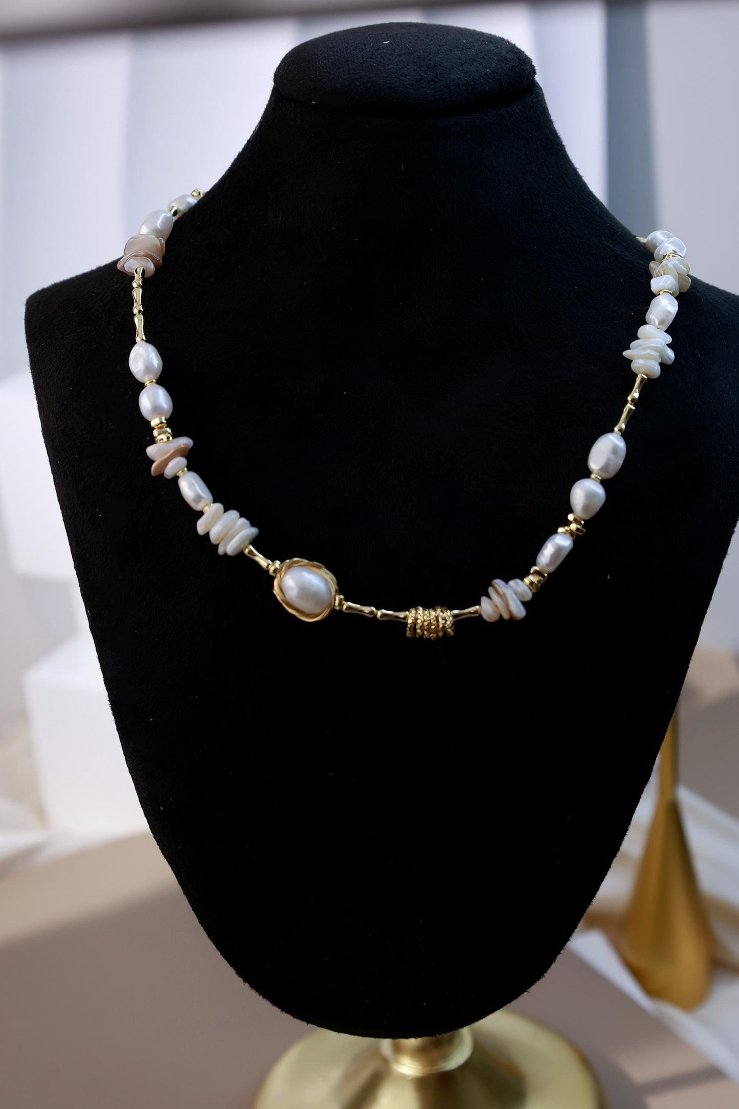 Organic Pearl & Raw Shell Fragments Choker