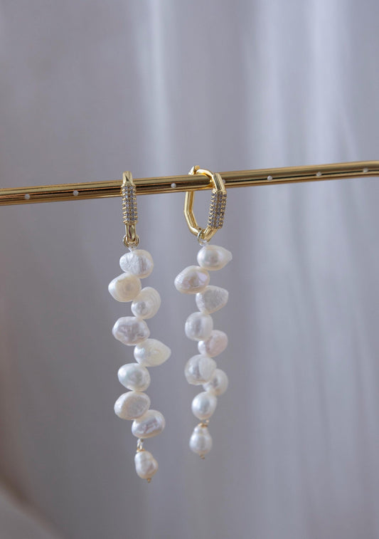 Bridal Laurel Leaf Pearl Drop Earrings