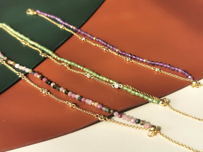 Handmade Natural Gemstone/ Real Crystal Jewelry/Tourmaline
