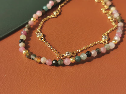 Handmade Natural Gemstone/ Real Crystal Jewelry/Tourmaline