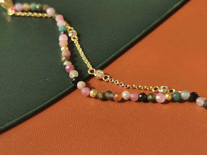 Handmade Natural Gemstone/ Real Crystal Jewelry/Tourmaline
