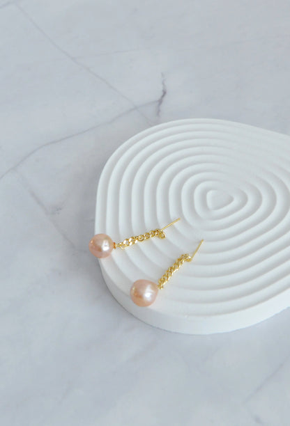 Handmade 18K Gold Plated Sterling Silver Pearl Drop Earrings