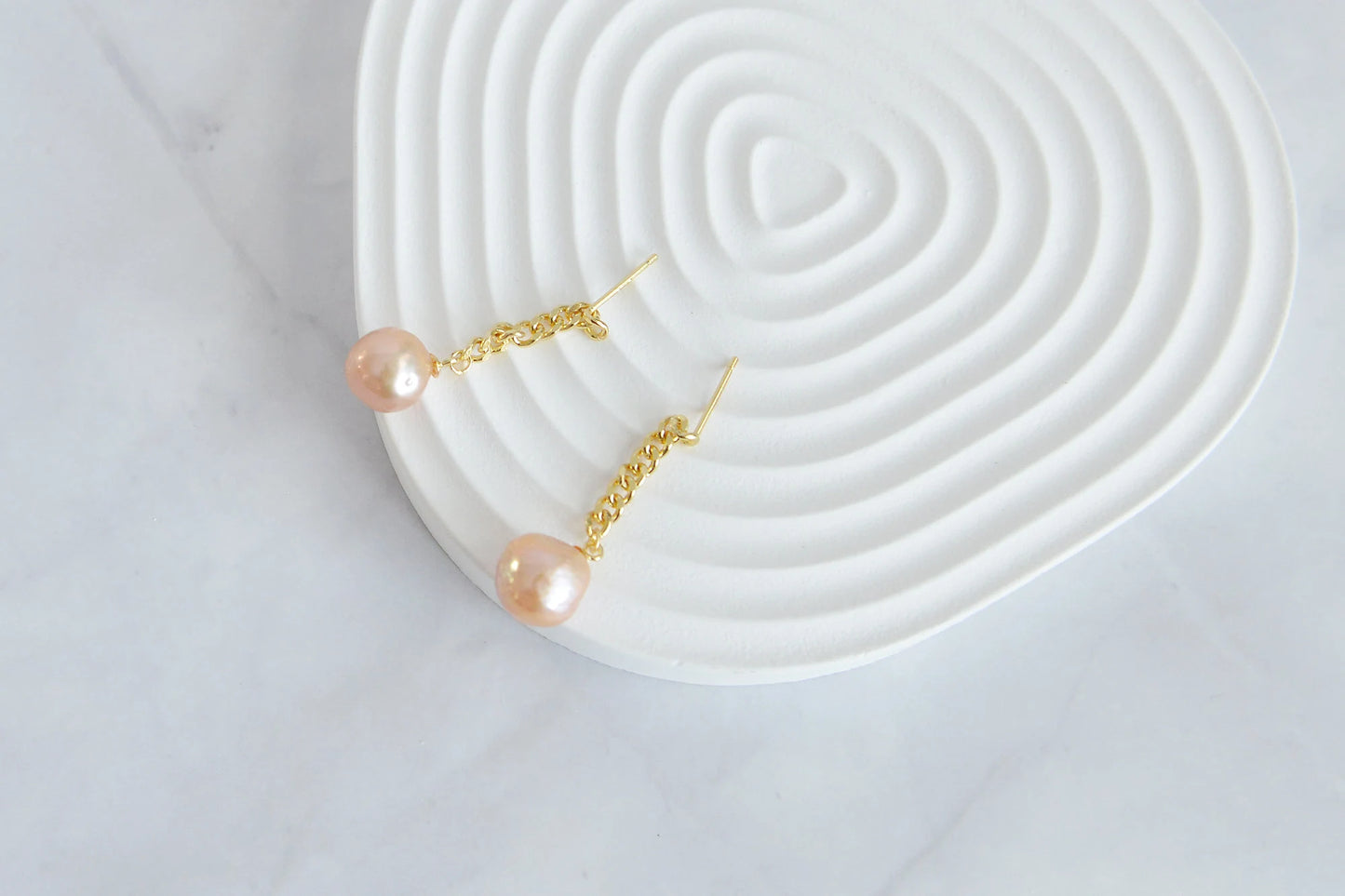 Handmade 18K Gold Plated Sterling Silver Pearl Drop Earrings