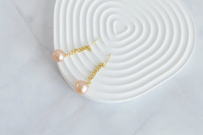 Handmade 18K Gold Plated Sterling Silver Pearl Drop Earrings
