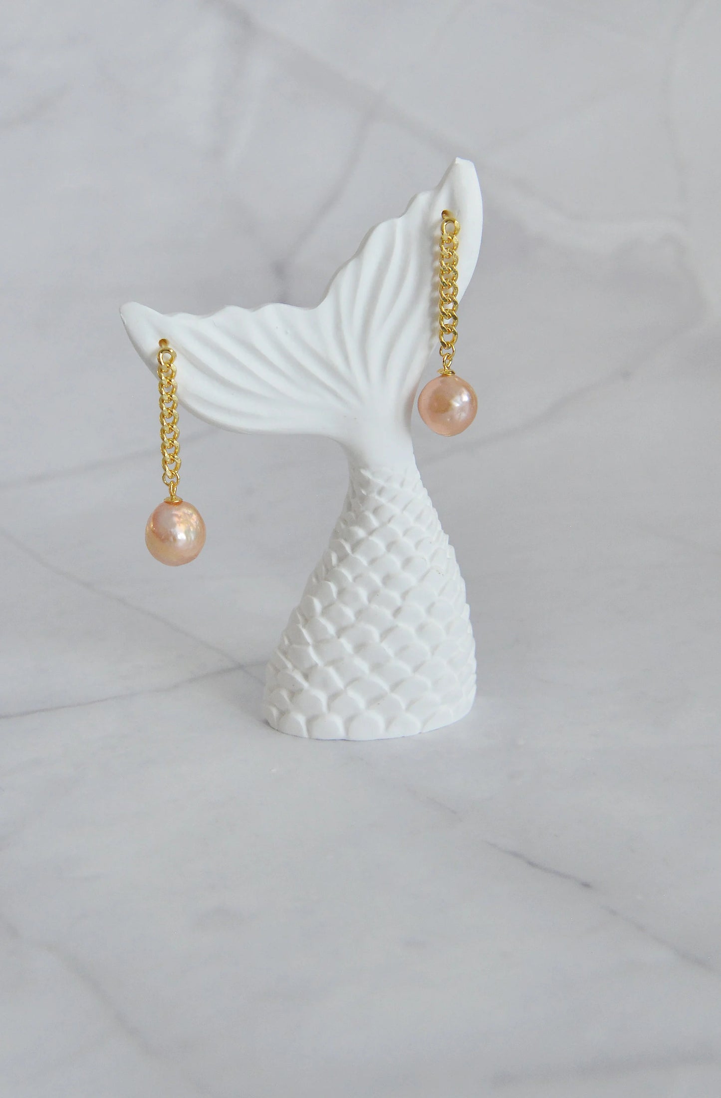 Handmade 18K Gold Plated Sterling Silver Pearl Drop Earrings