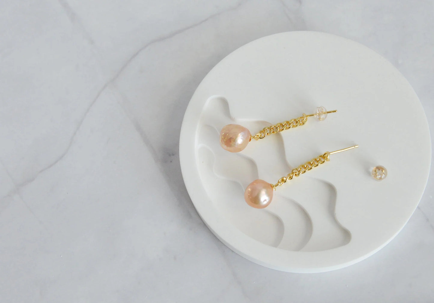Handmade 18K Gold Plated Sterling Silver Pearl Drop Earrings