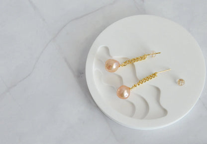 Handmade 18K Gold Plated Sterling Silver Pearl Drop Earrings
