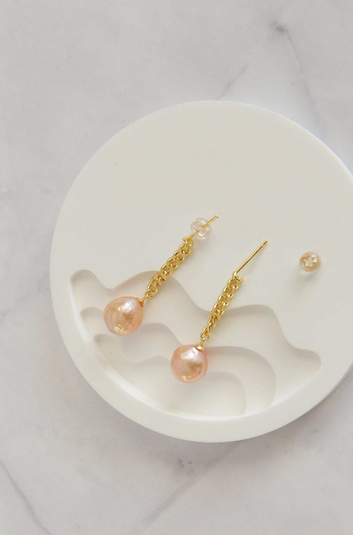 Handmade 18K Gold Plated Sterling Silver Pearl Drop Earrings