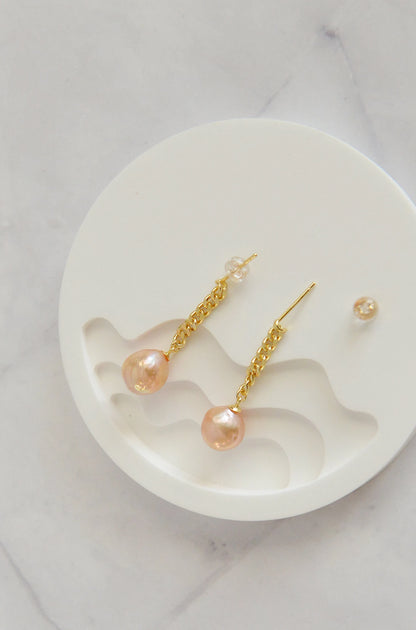 Handmade 18K Gold Plated Sterling Silver Pearl Drop Earrings