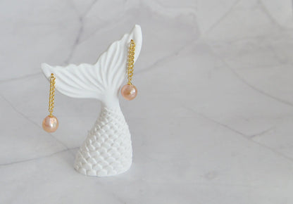 Handmade 18K Gold Plated Sterling Silver Pearl Drop Earrings
