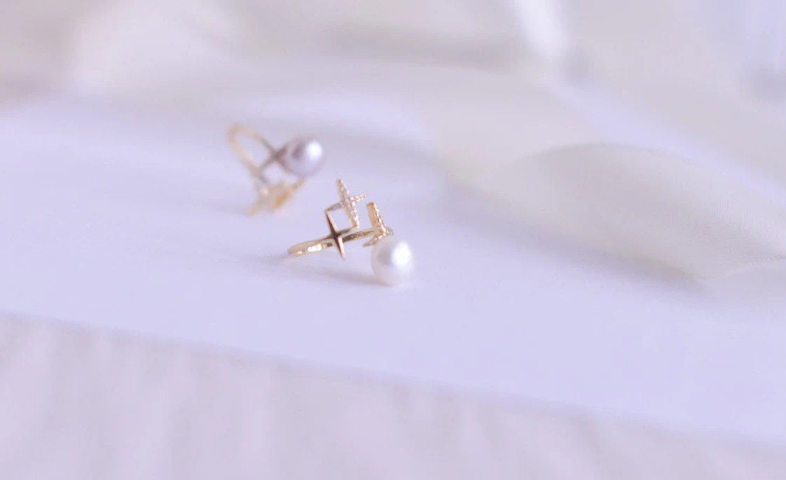Freshwater Pearl Star Ring - Crafted with Silver