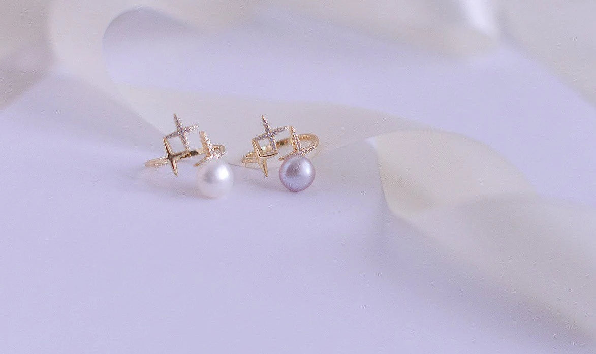 Freshwater Pearl Star Ring - Crafted with Silver