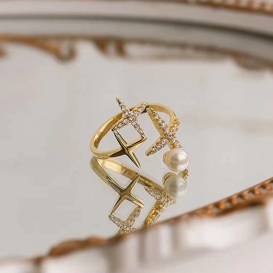 Freshwater Pearl Star Ring - Crafted with Silver