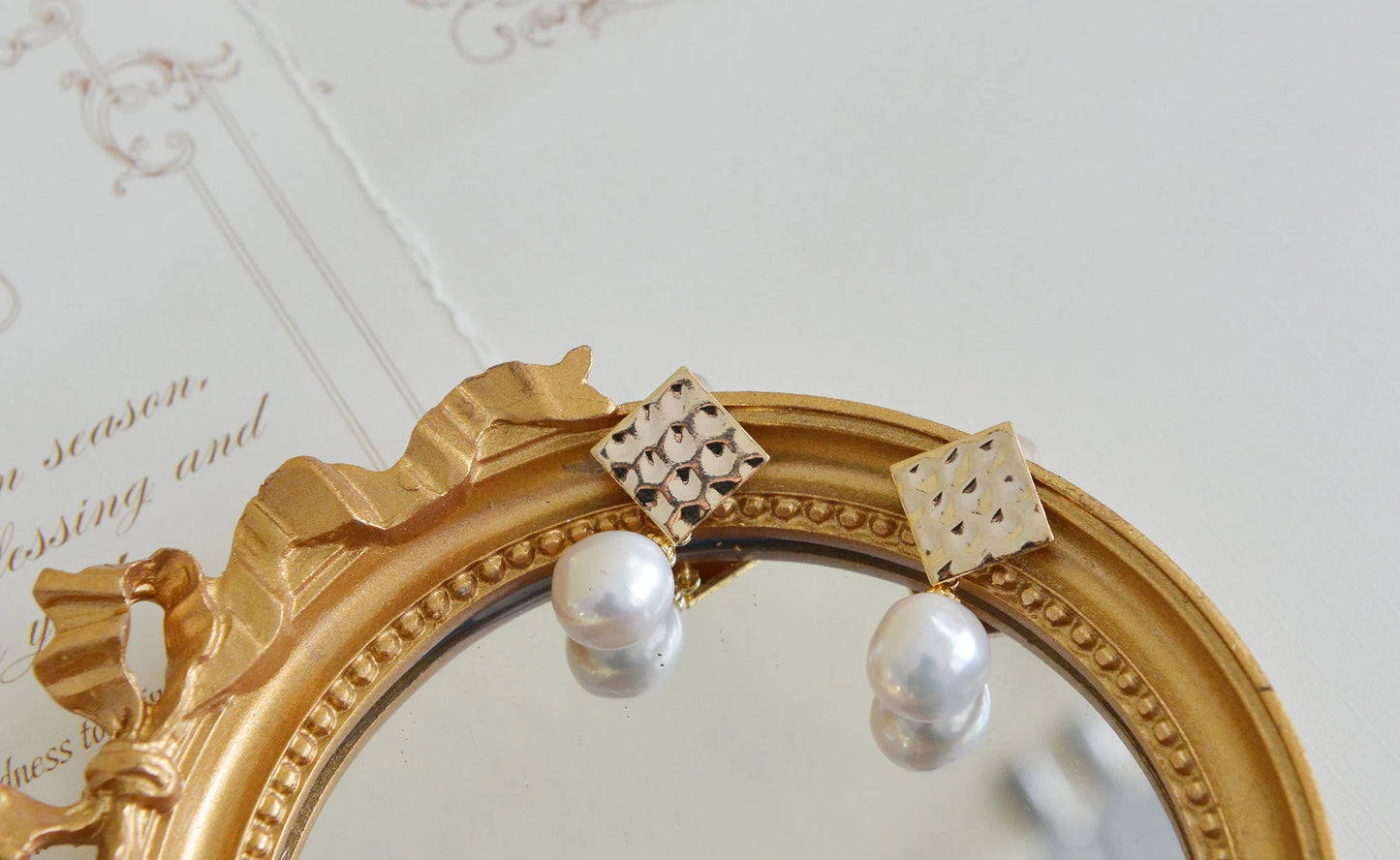 Handmade Baroque Pearl Drop Earrings - Crafted with Brass