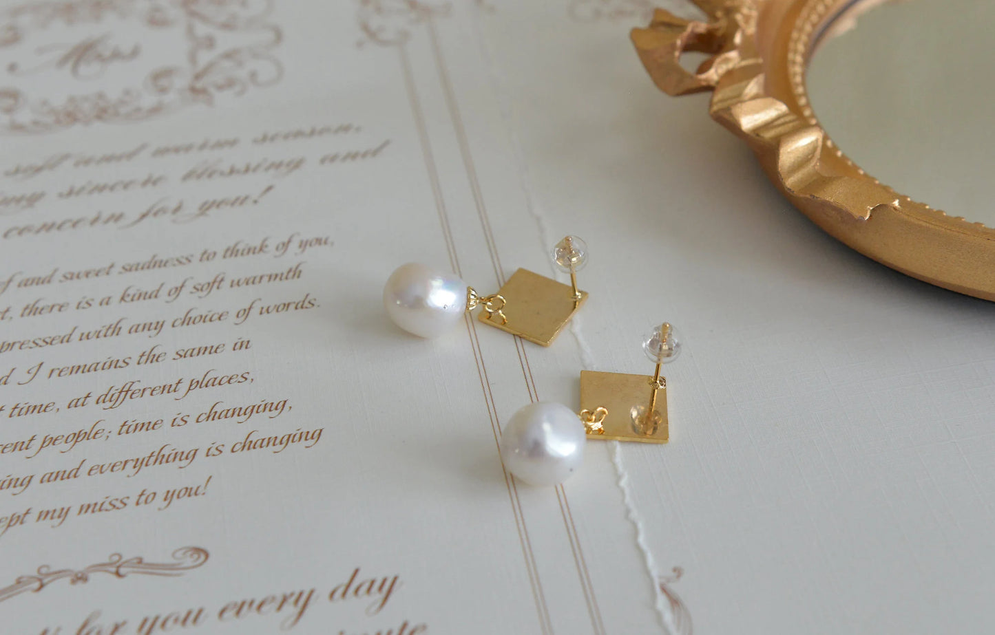 Handmade Baroque Pearl Drop Earrings - Crafted with Brass