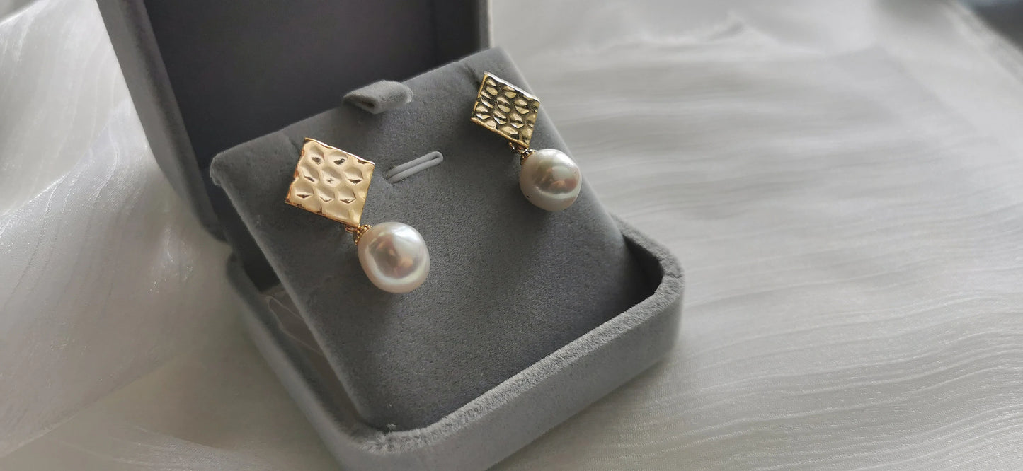 Handmade Baroque Pearl Drop Earrings - Crafted with Brass