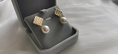 Handmade Baroque Pearl Drop Earrings - Crafted with Brass