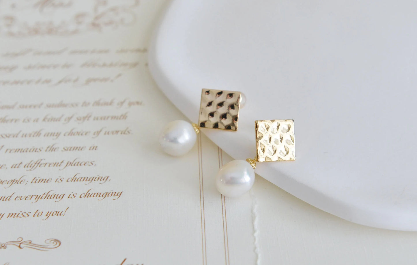 Handmade Baroque Pearl Drop Earrings - Crafted with Brass