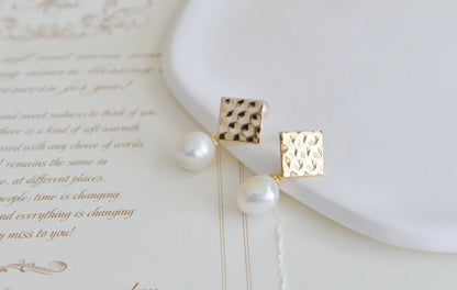 Handmade Baroque Pearl Drop Earrings - Crafted with Brass