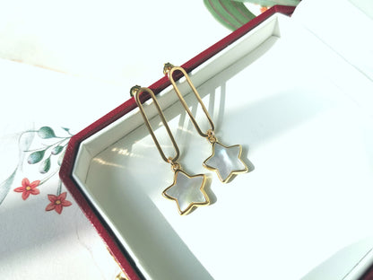 Handmade Natural Gemstone/five-star earring and necklace set/Rose