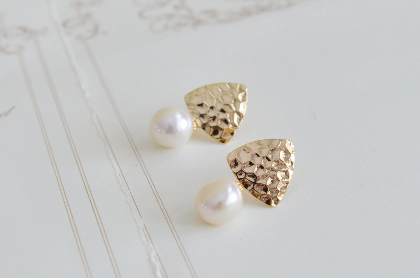 Handmade Baroque Pearl Drop Earrings - Crafted with Brass