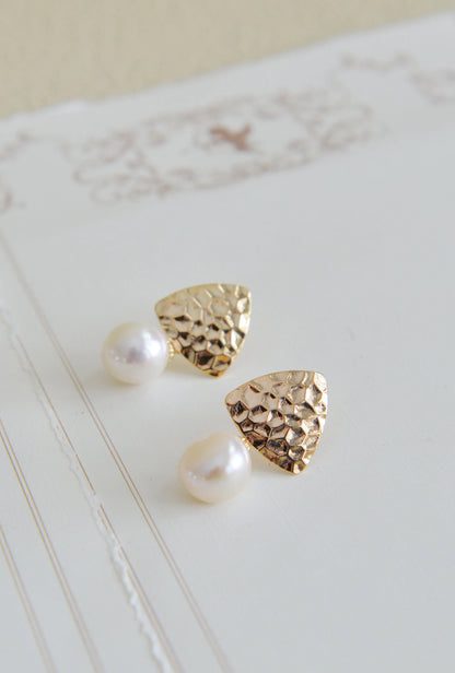 Handmade Baroque Pearl Drop Earrings - Crafted with Brass