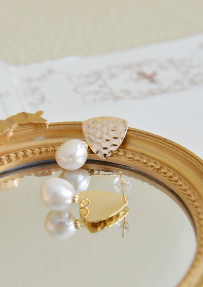 Handmade Baroque Pearl Drop Earrings - Crafted with Brass