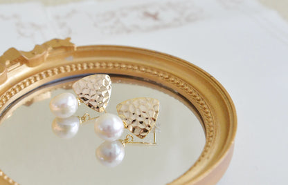 Handmade Baroque Pearl Drop Earrings - Crafted with Brass