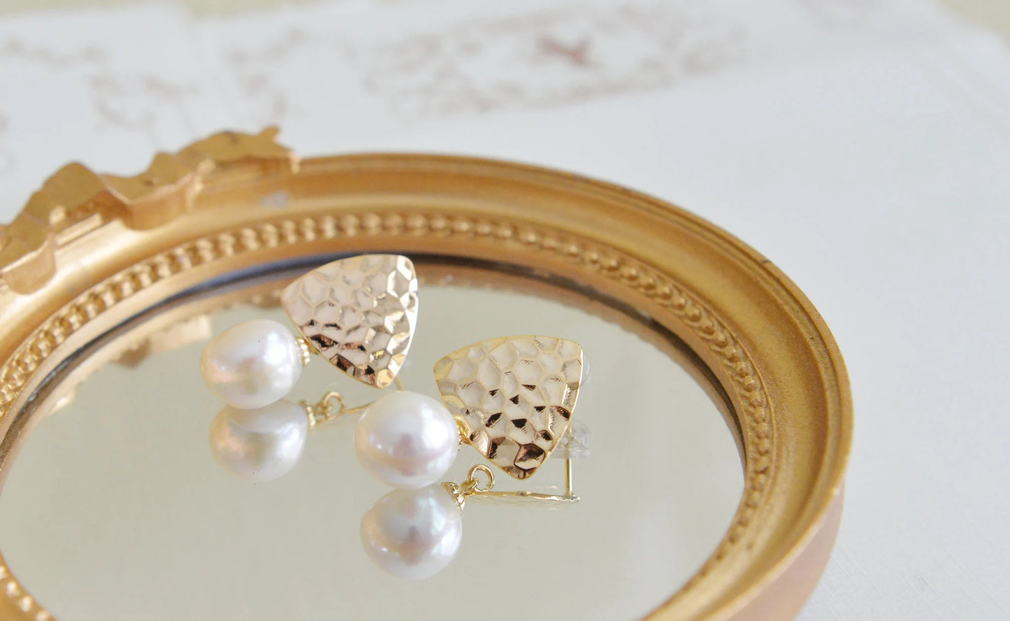 Handmade Baroque Pearl Drop Earrings - Crafted with Brass