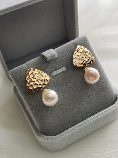 Handmade Baroque Pearl Drop Earrings - Crafted with Brass