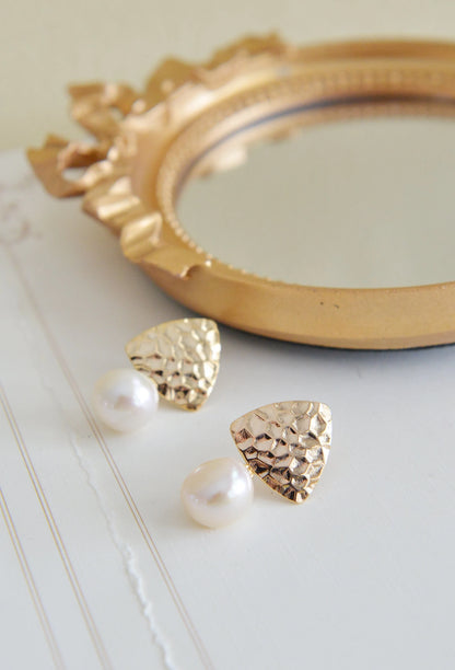 Handmade Baroque Pearl Drop Earrings - Crafted with Brass