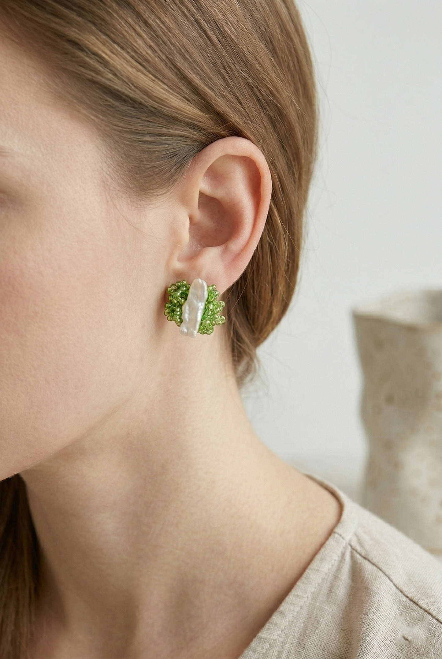 Mini Baroque Pearl Beaded Cluster Studs