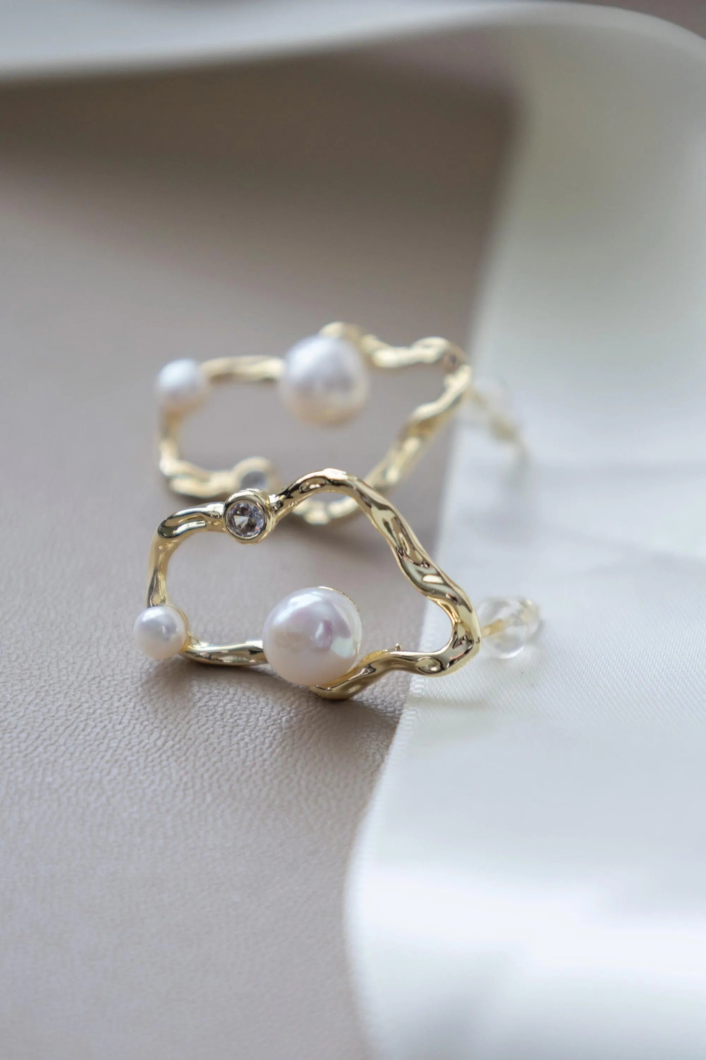 Freshwater Pearl Hoop Stud Earrings - Crafted with freshwater pearl