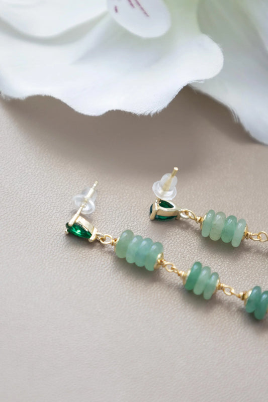 Aventurine Pearl Drop Earrings - Crafted with Aventurine Stone