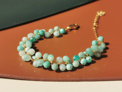 Handmade Natural Gemstone/Real Crystal Bracelet/woven Tourmaline