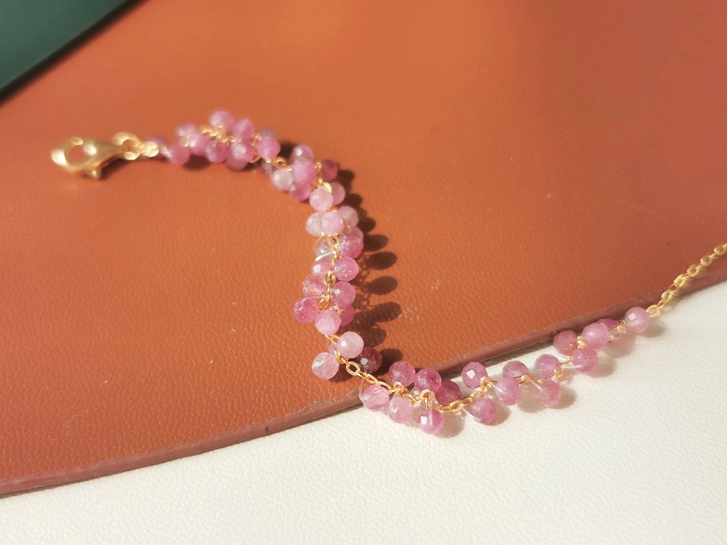Handmade Natural Gemstone/Real Crystal Bracelet/woven Tourmaline