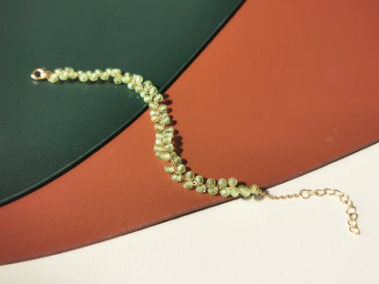 Handmade Natural Gemstone/Real Crystal Bracelet/woven Tourmaline