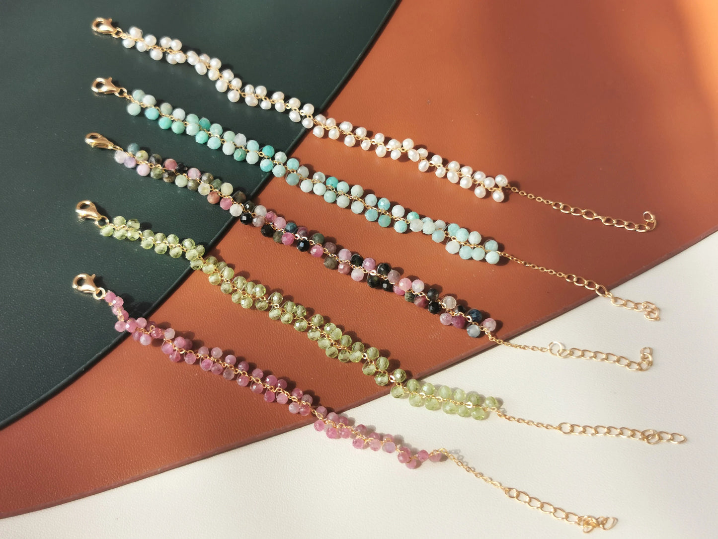 Handmade Natural Gemstone/Real Crystal Bracelet/woven Tourmaline
