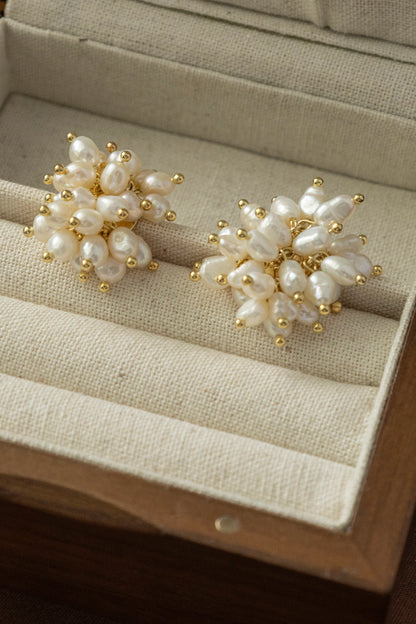 Handmade Pearl Flower Earrings