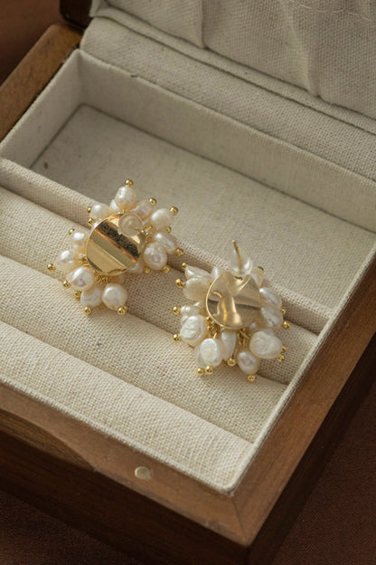 Handmade Pearl Flower Earrings