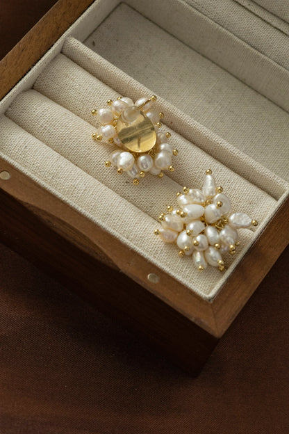 Handmade Pearl Flower Earrings