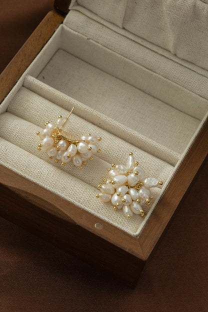 Handmade Pearl Flower Earrings