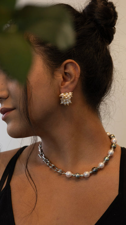 Handmade Pearl Flower Earrings