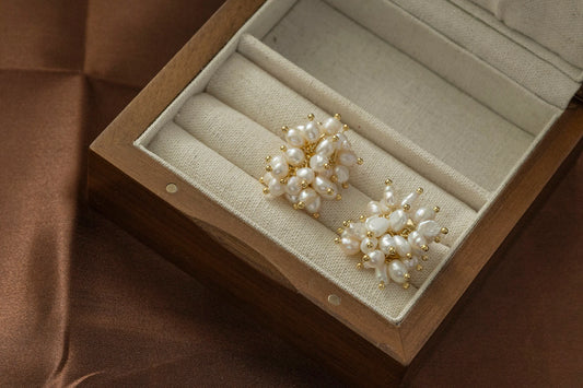 Handmade Pearl Flower Earrings