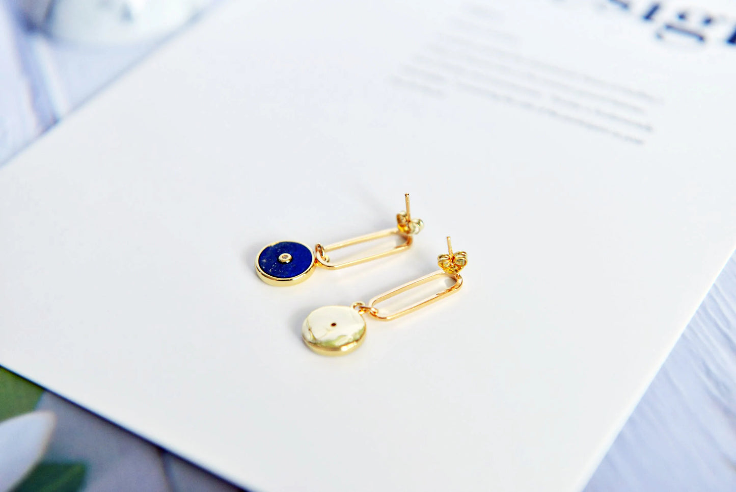 Handmade  Natural Gemstone/ Real Gemstone Earrings/Lapis Lazuli Stone