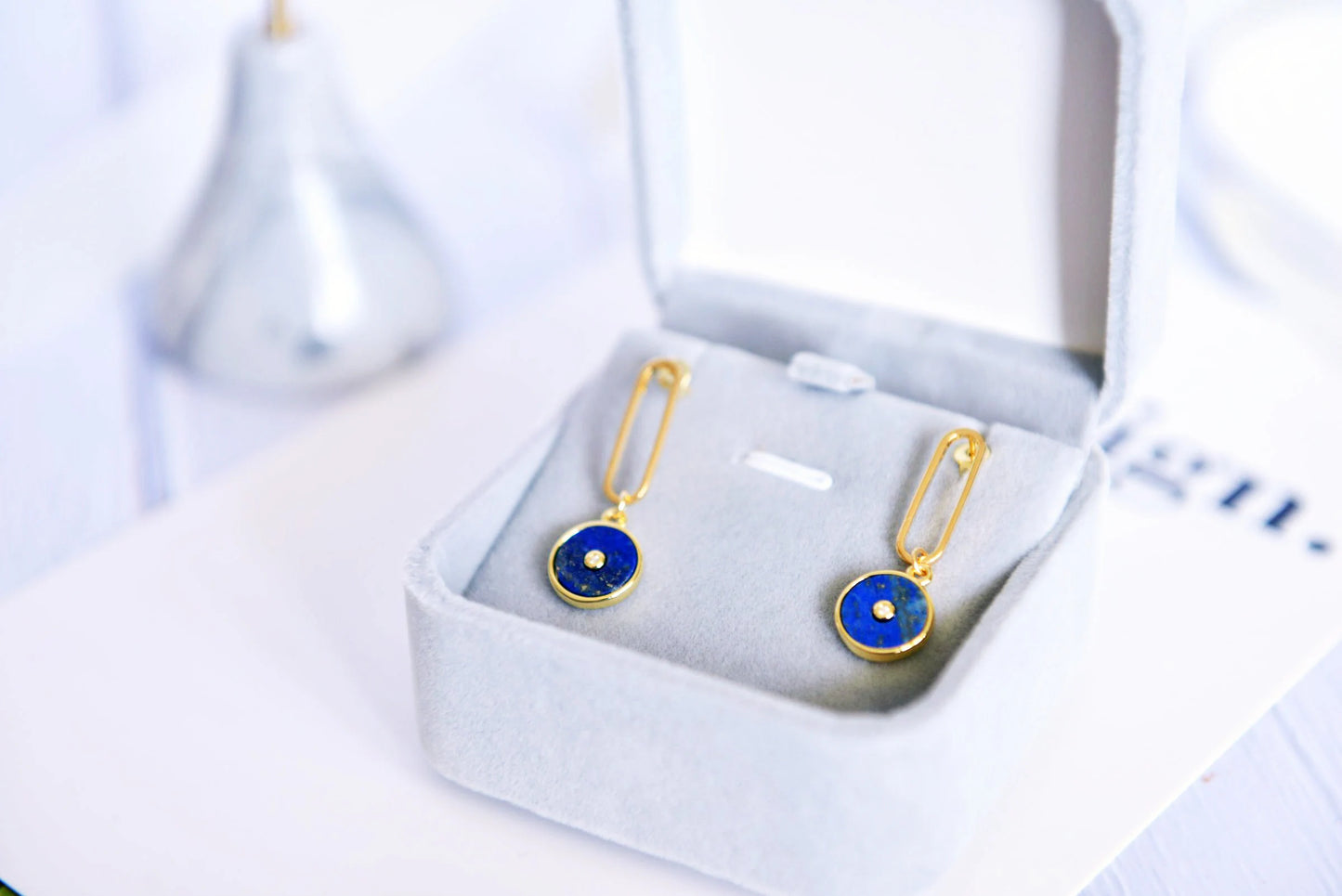 Handmade  Natural Gemstone/ Real Gemstone Earrings/Lapis Lazuli Stone