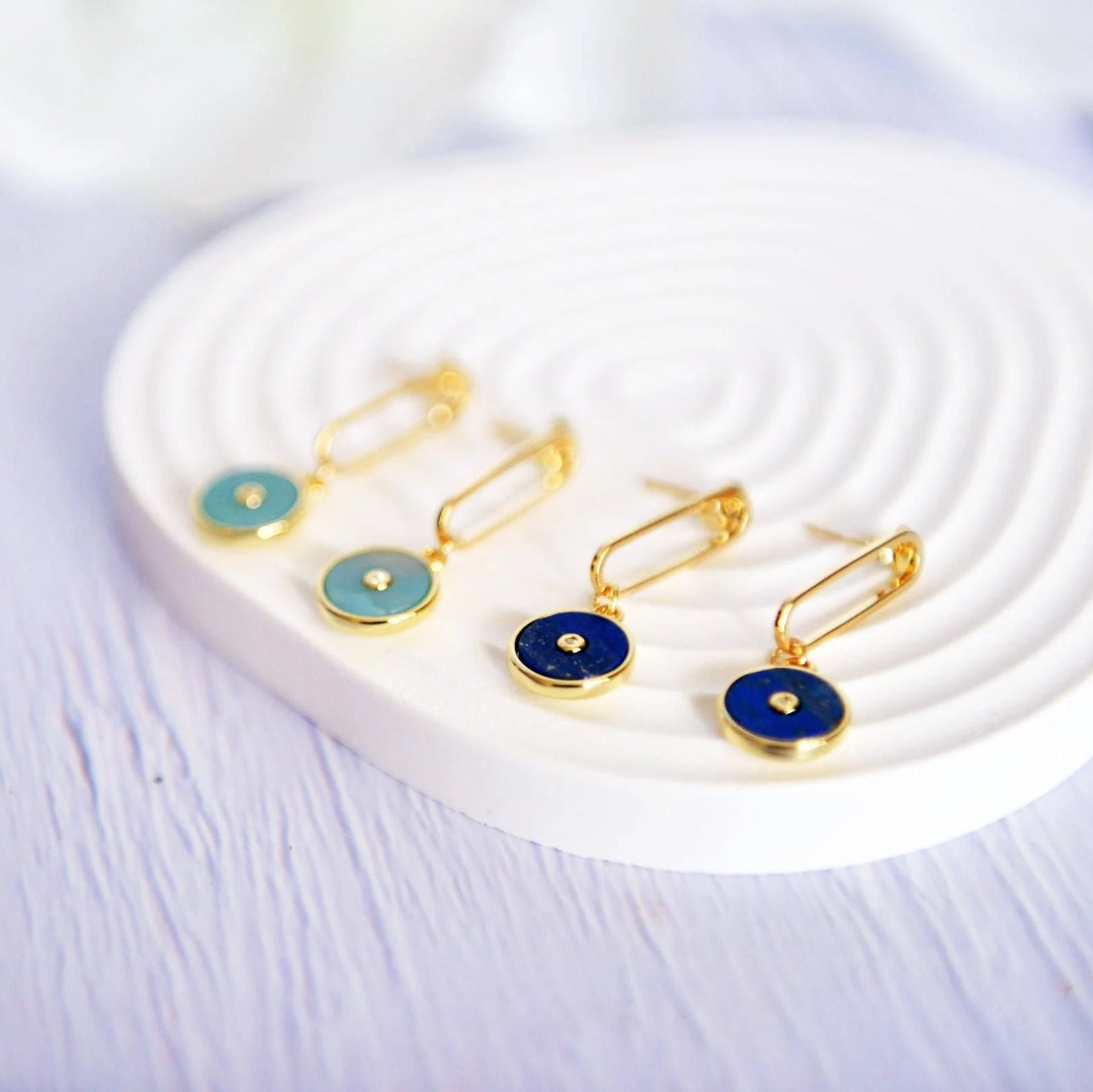 Handmade  Natural Gemstone/ Real Gemstone Earrings/Lapis Lazuli Stone